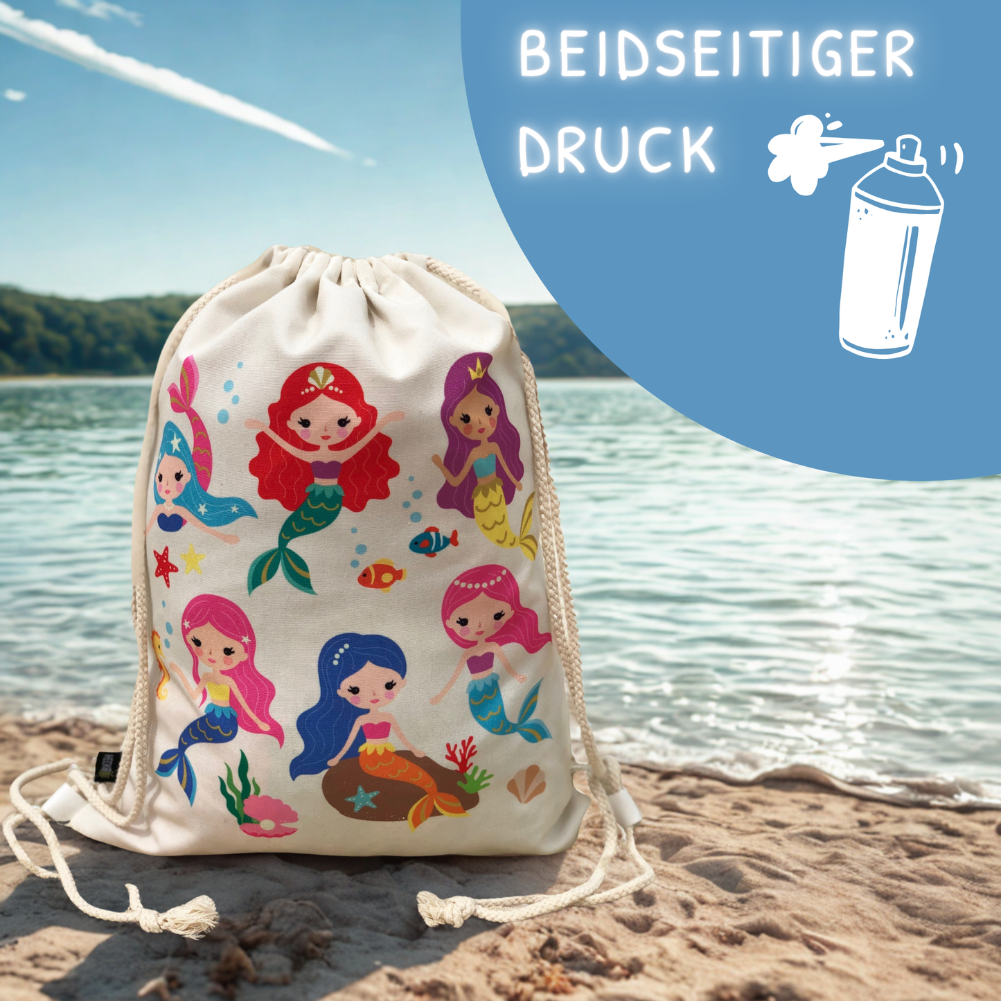 Turnbeutel Meerjungfrau beige