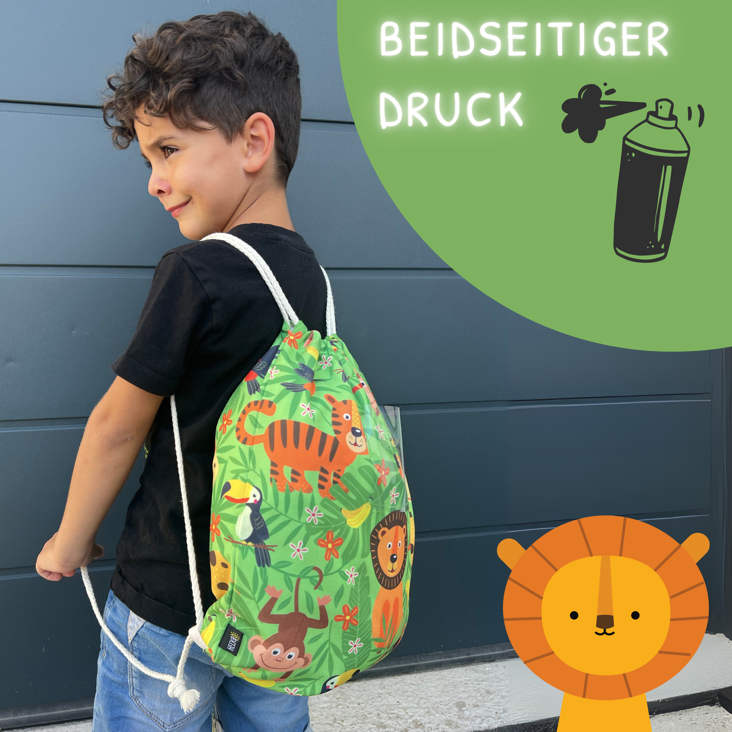 Kinder Turnbeutel Dschungel mit Fenster