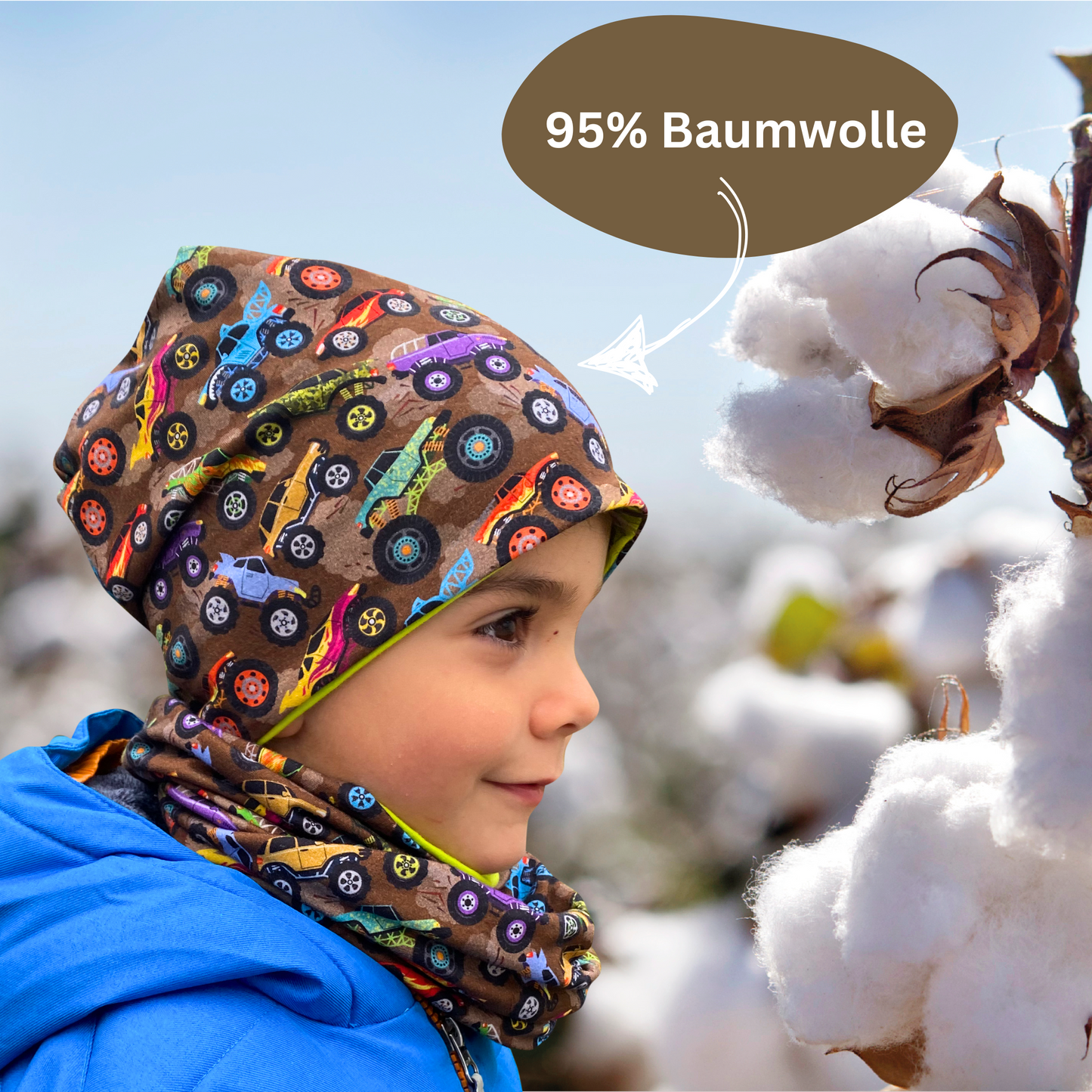 Kinder Beanie Mütze & Loop Set - Monster Truck