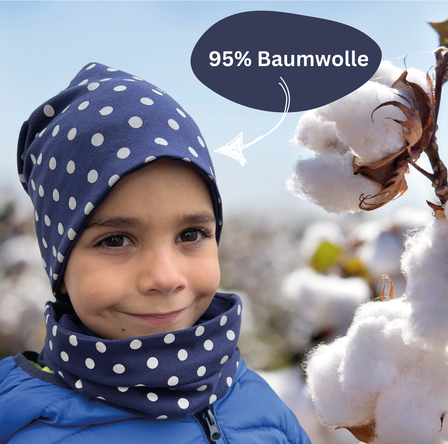 Kinder Reflektor Mütze & Loop - Punkte