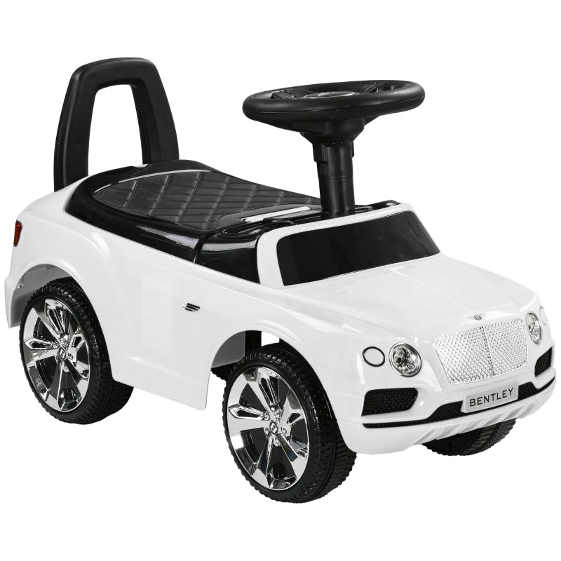 Bentley Bentayga Licensed Foot to Floor Ride on Car, Sliding Car Push Along Car with Under Seat Storage in White by AIYAPLAY