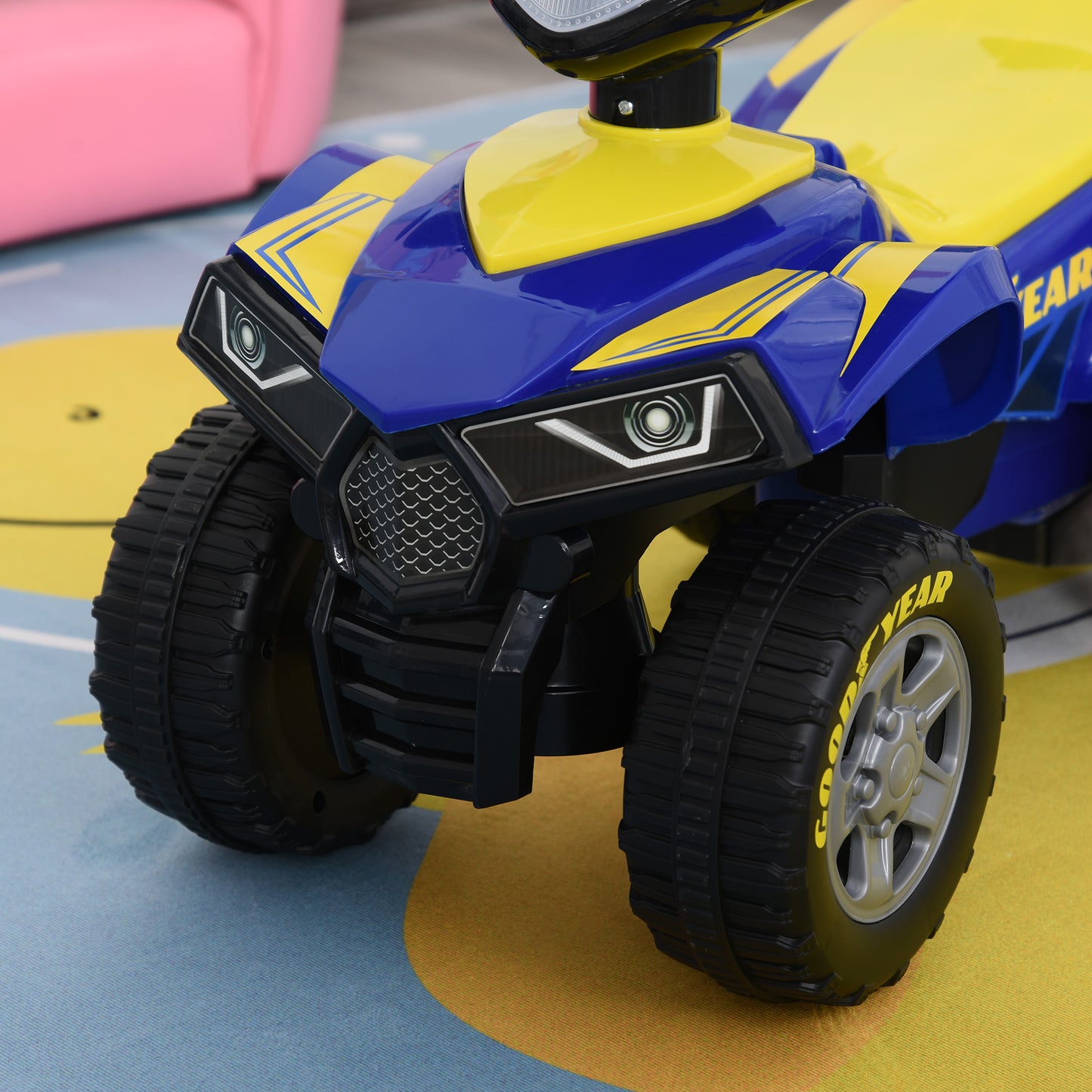 Kids Quad Bike Walker with Engaging Sound Effects, Sturdy PP Construction, Vibrant in Yellow & Blue | HOMCOM