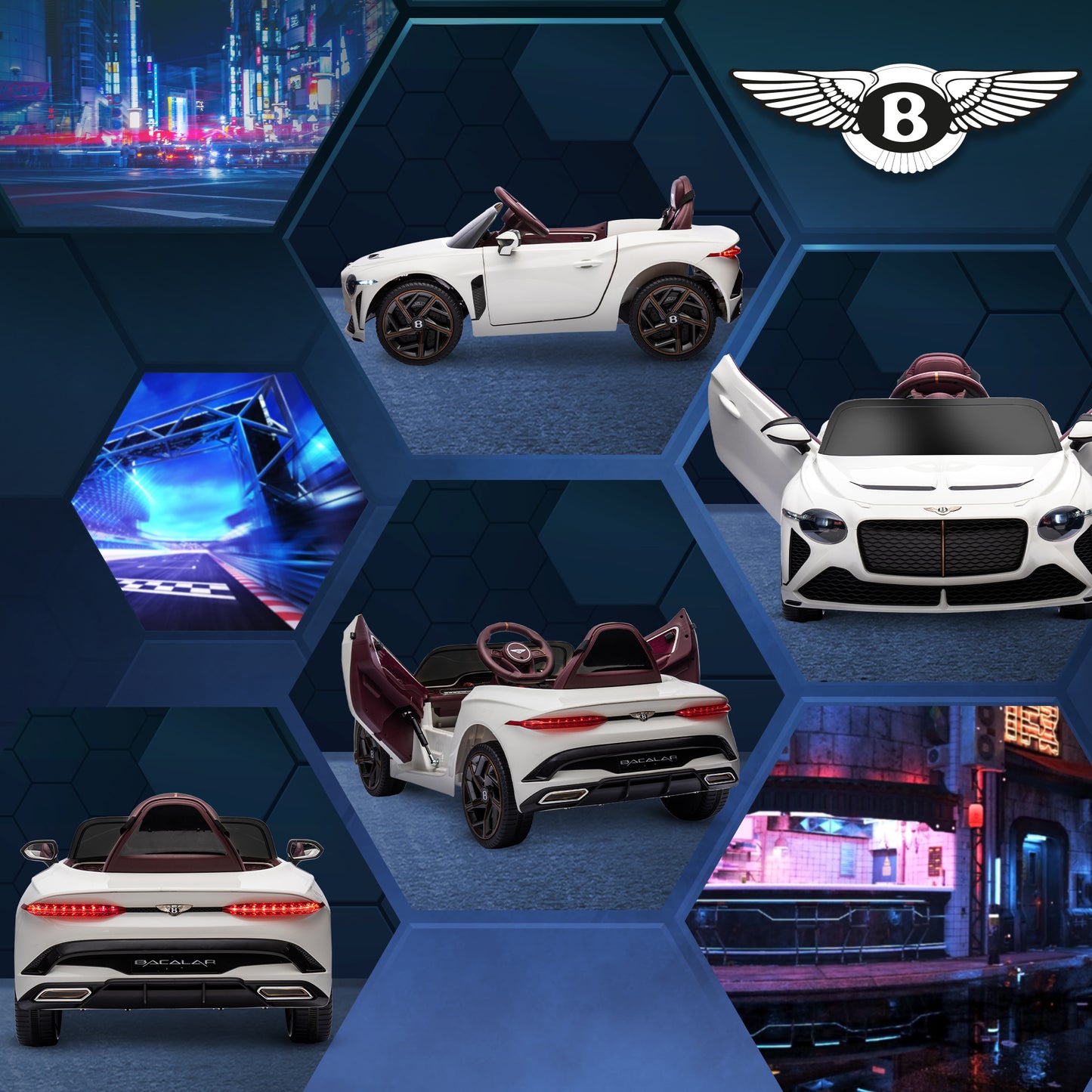 Bentley Bacalar Licensed 12V Kids Electric Ride on Car with Remote Control, Powered Electric Car w/ Portable Battery Aged 3-5 | HOMCOM