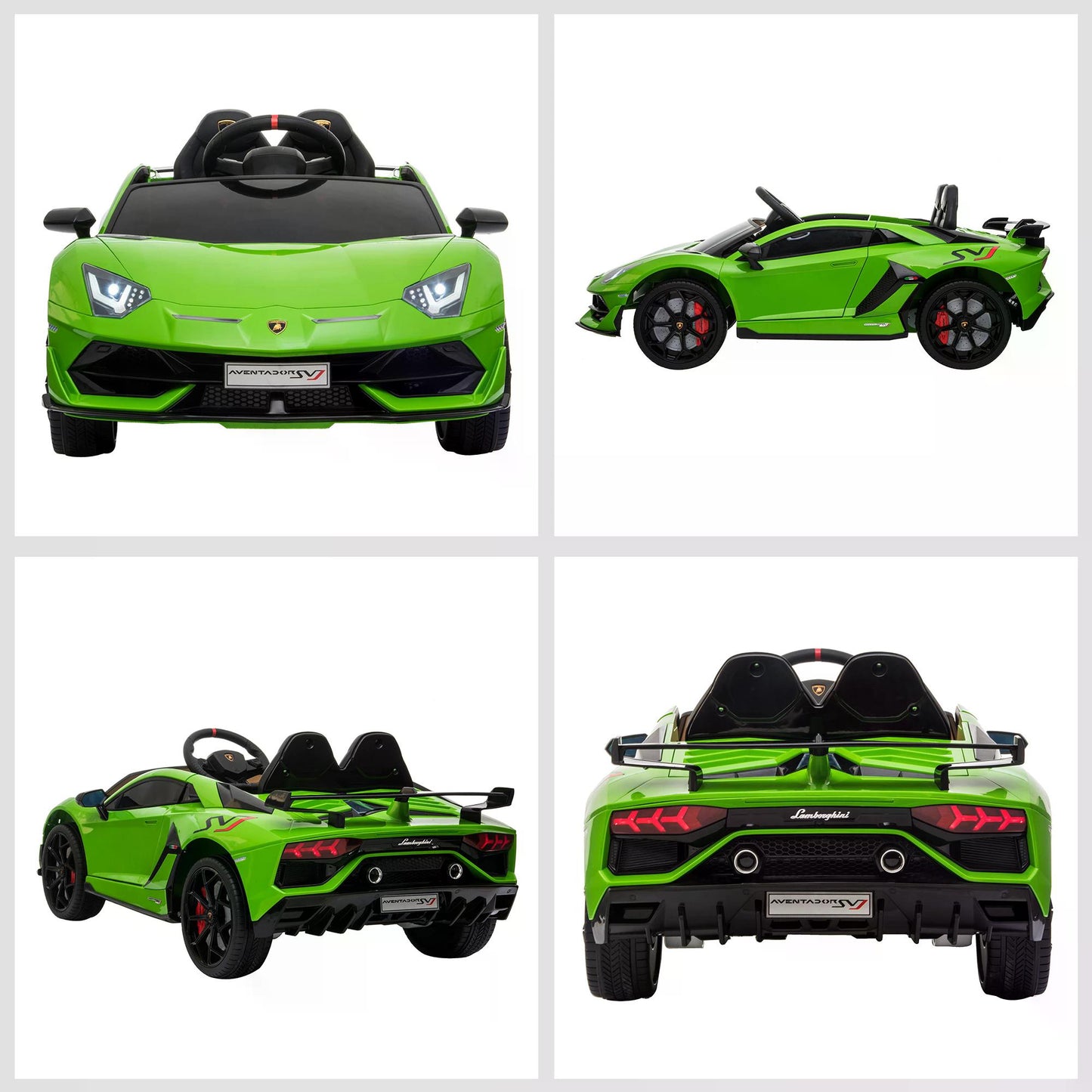 HOMCOM Compatible 12V Battery-powered Kids Electric Ride On Car Lamborghini Aventador Sports Racing Car Toy with Parental Remote Control Music Green