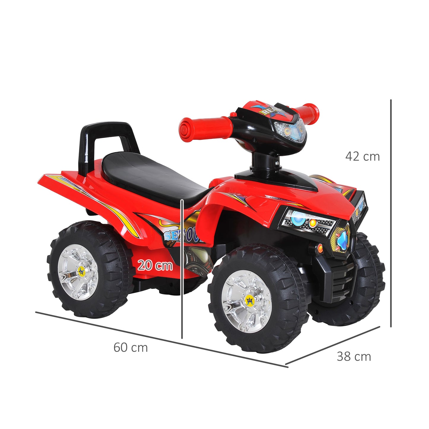 Kids Ride On Quad Bike, 60Lx38Wx42H cm in Red | HOMCOM