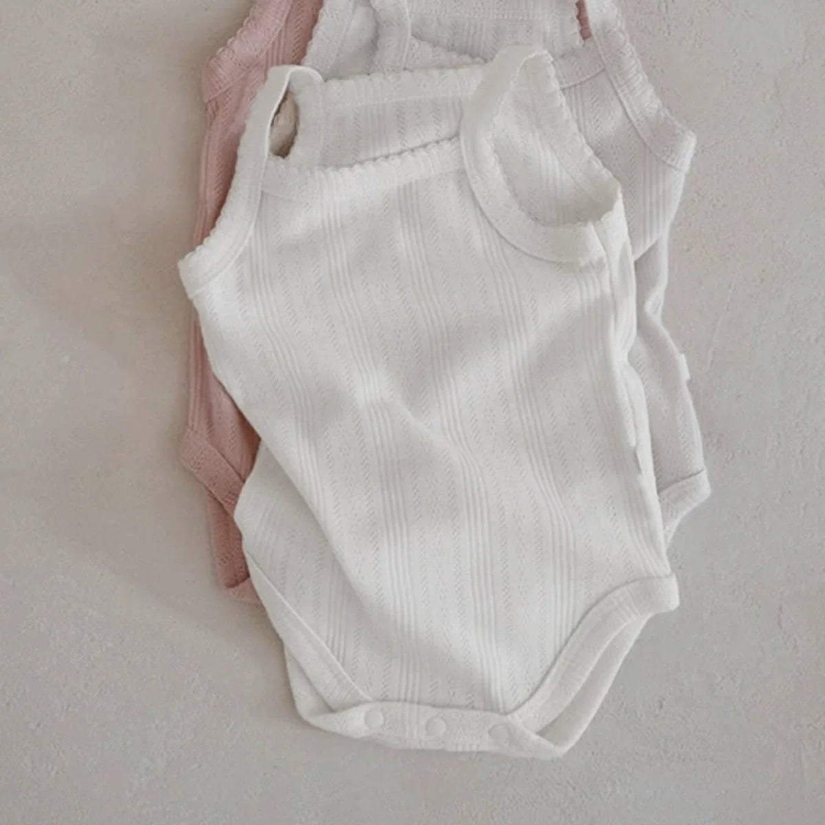 Summer Arrival Baby Unisex Simple Sleeveless Solid Color Striped Onesies