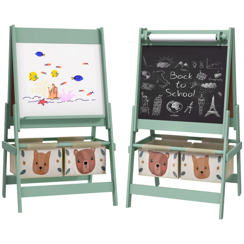 Three-In-One Kids Easel with Paper Roll, Art Easel, with Storage - Green | AIYAPLAY
