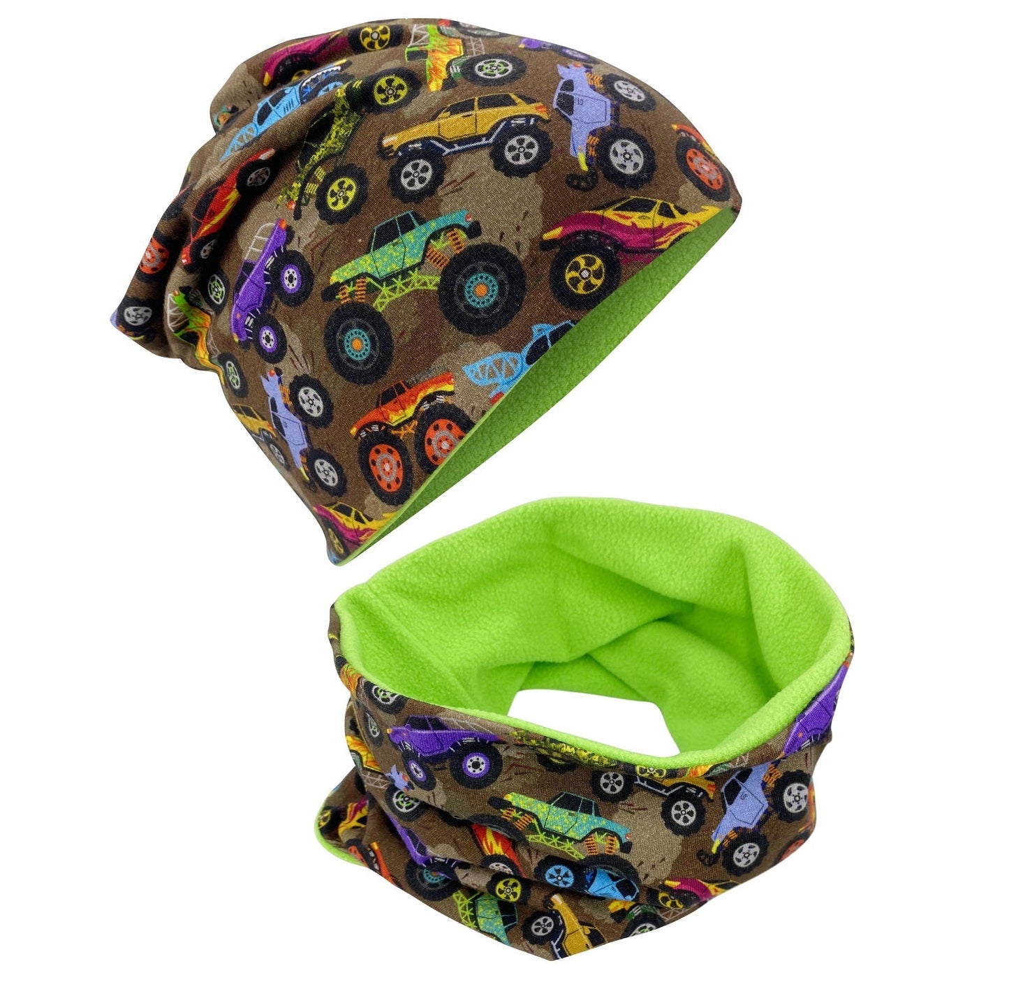 Kinder Beanie Mütze & Loop Set - Monster Truck