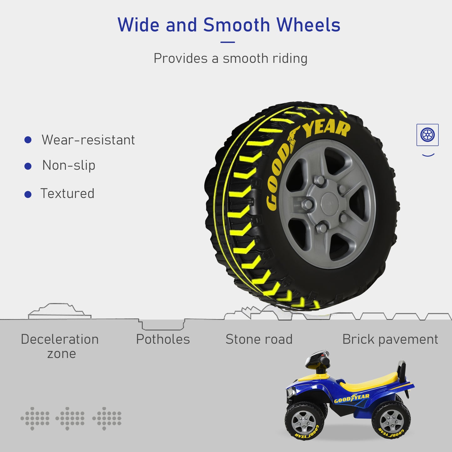 Kids Quad Bike Walker with Engaging Sound Effects, Sturdy PP Construction, Vibrant in Yellow & Blue | HOMCOM