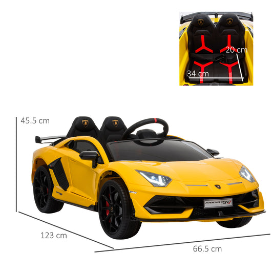 Kids Electric Ride On Car Compatible 12V Battery-powered Lamborghini Aventador Sports Racing Car Toy w/ Parental Remote Control | HOMCOM