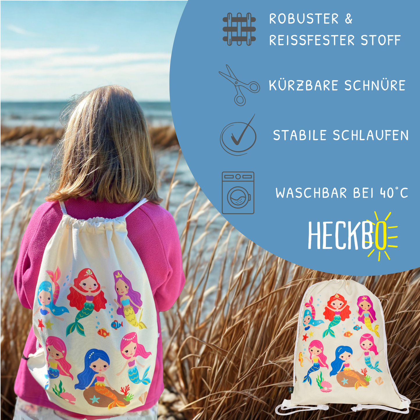 Turnbeutel Meerjungfrau beige