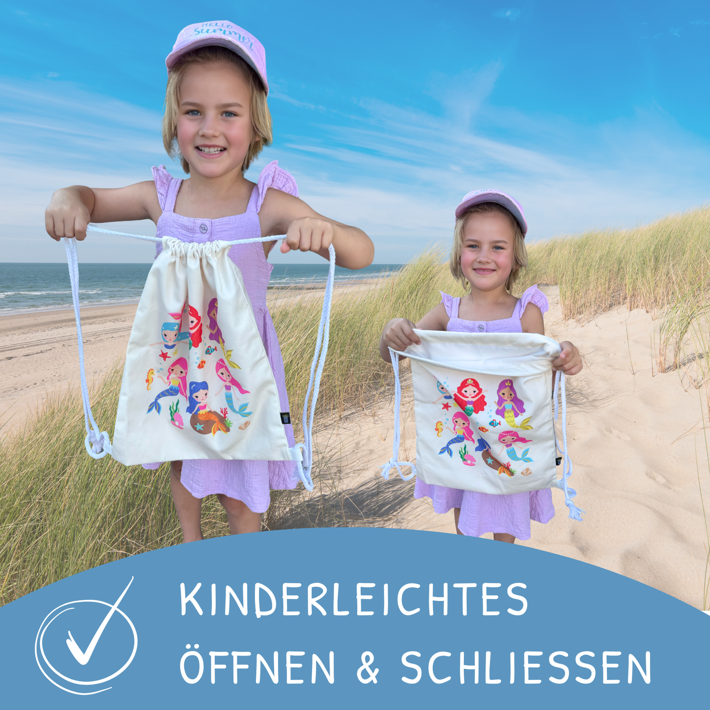 Turnbeutel Meerjungfrau beige