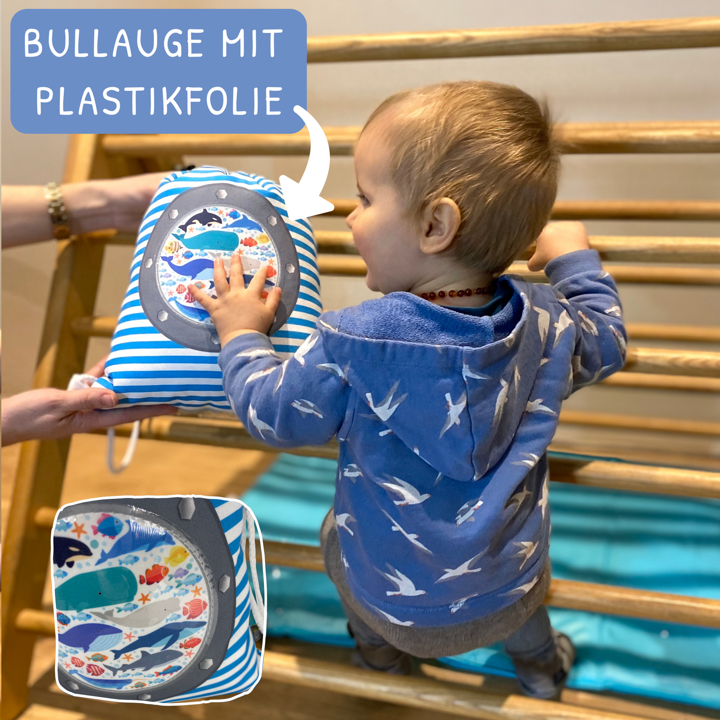 Kinder Turnbeutel Fisch mit Sichtfenster