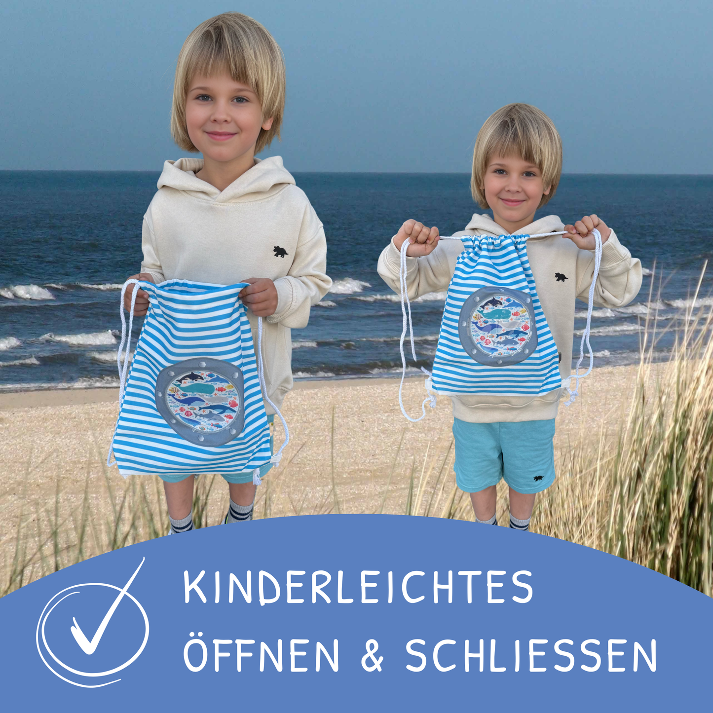 Kinder Turnbeutel Fisch mit Sichtfenster