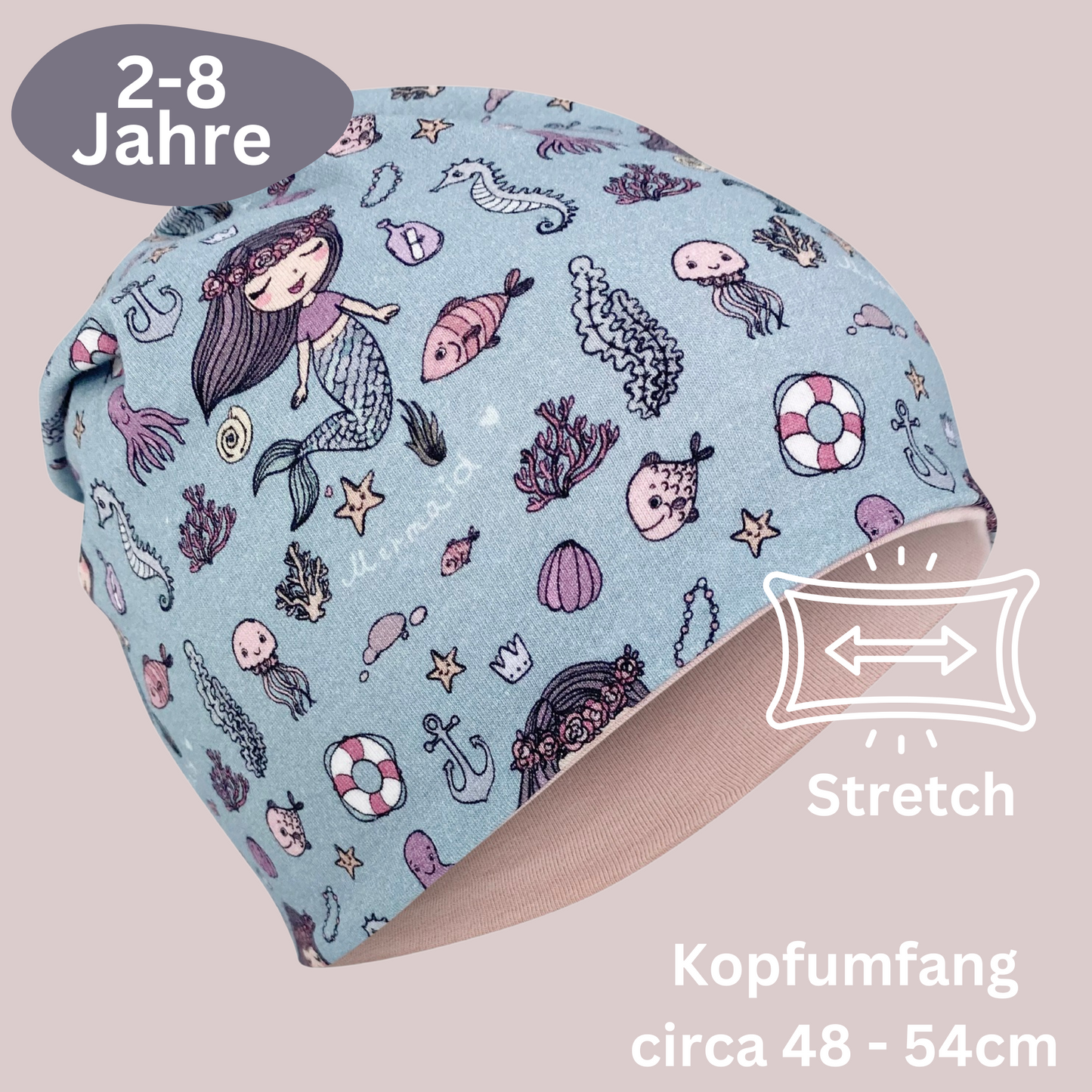 Kinder Beanie Mütze & Loop Meerjungfrau