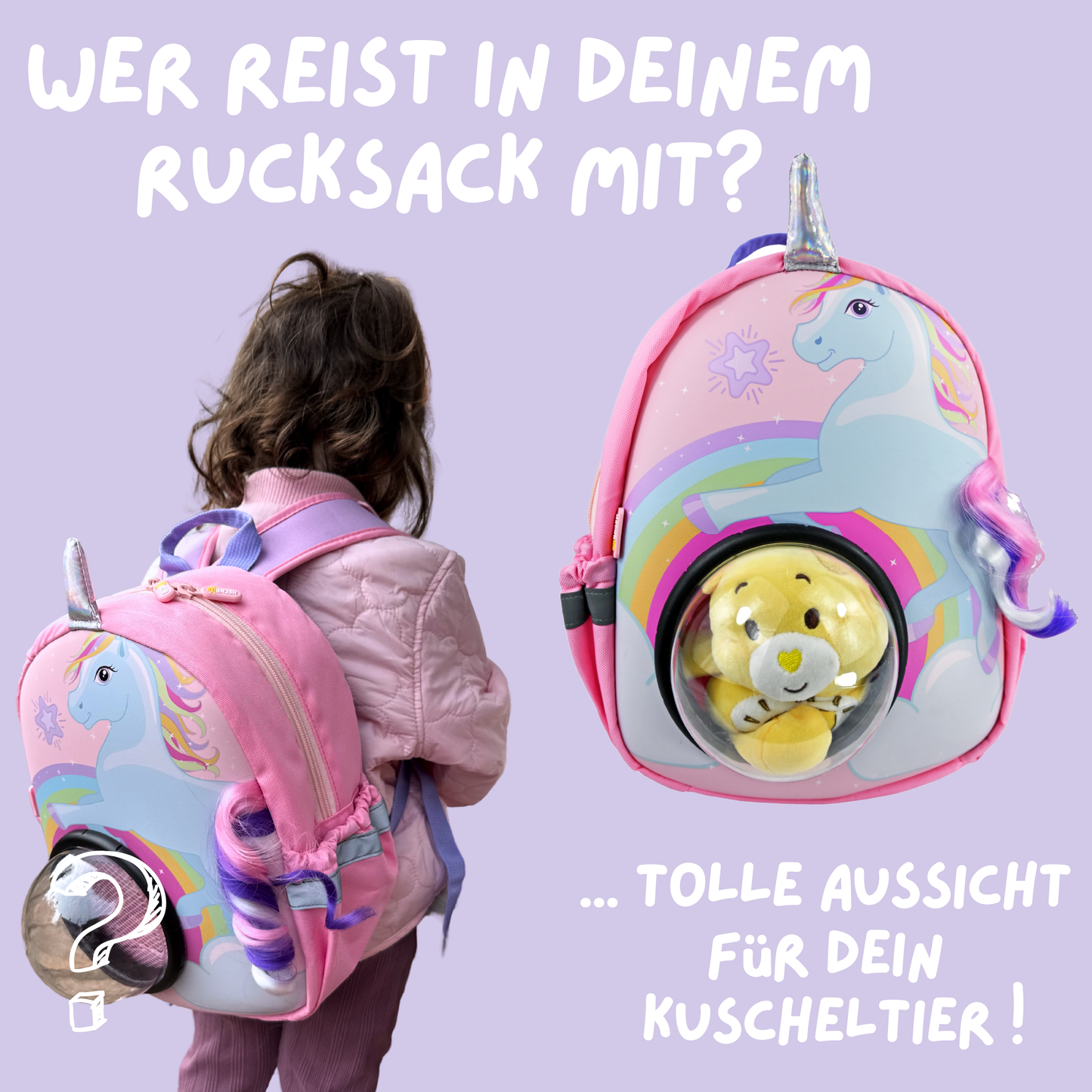 Rucksack mit Sichtfenster Einhorn