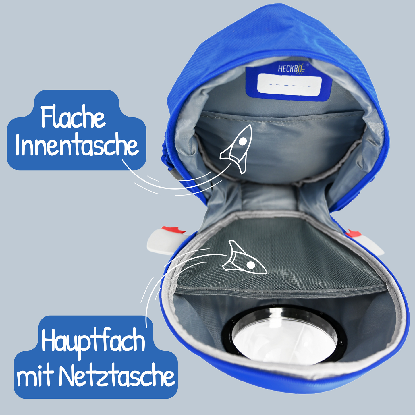 Rucksack mit Sichtfenster Rakete Astronaut