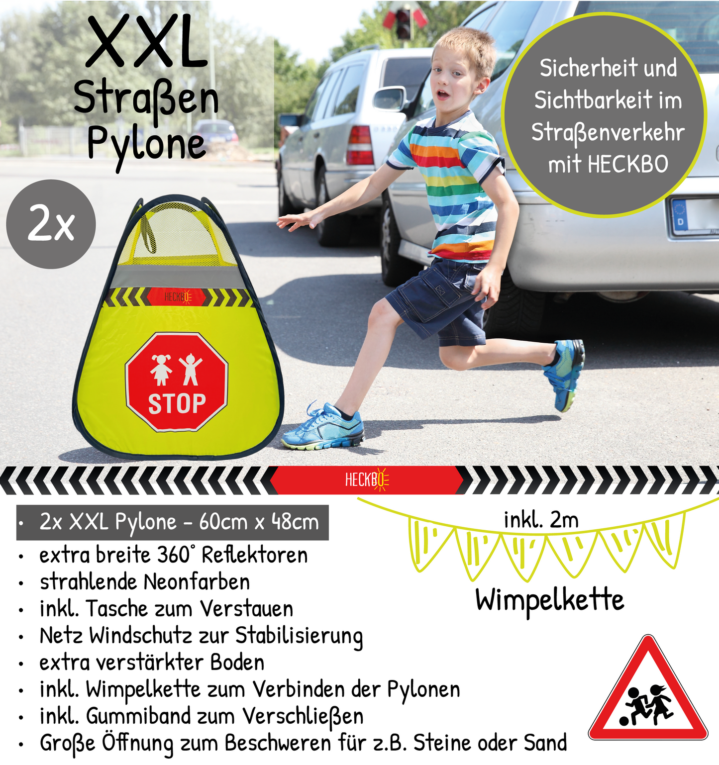2x Kinder Straßen Warnwürfel Pylone