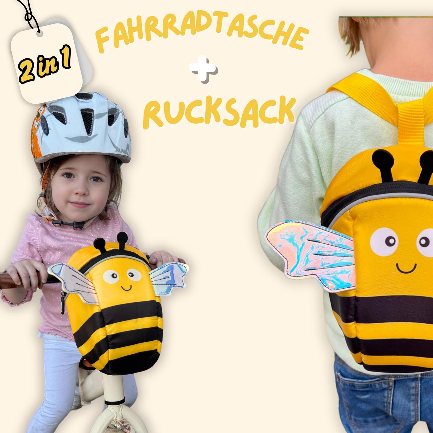 2 in 1 Fahrradtasche & Rucksack - Biene