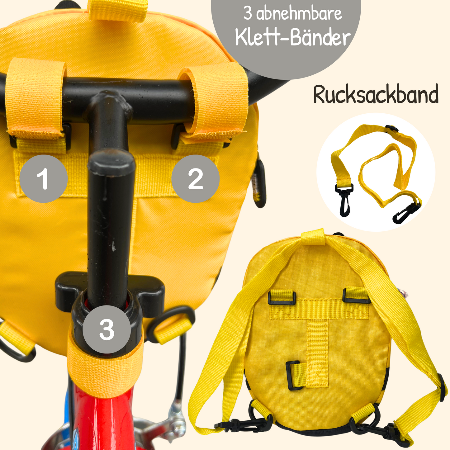 2 in 1 Fahrradtasche & Rucksack - Biene