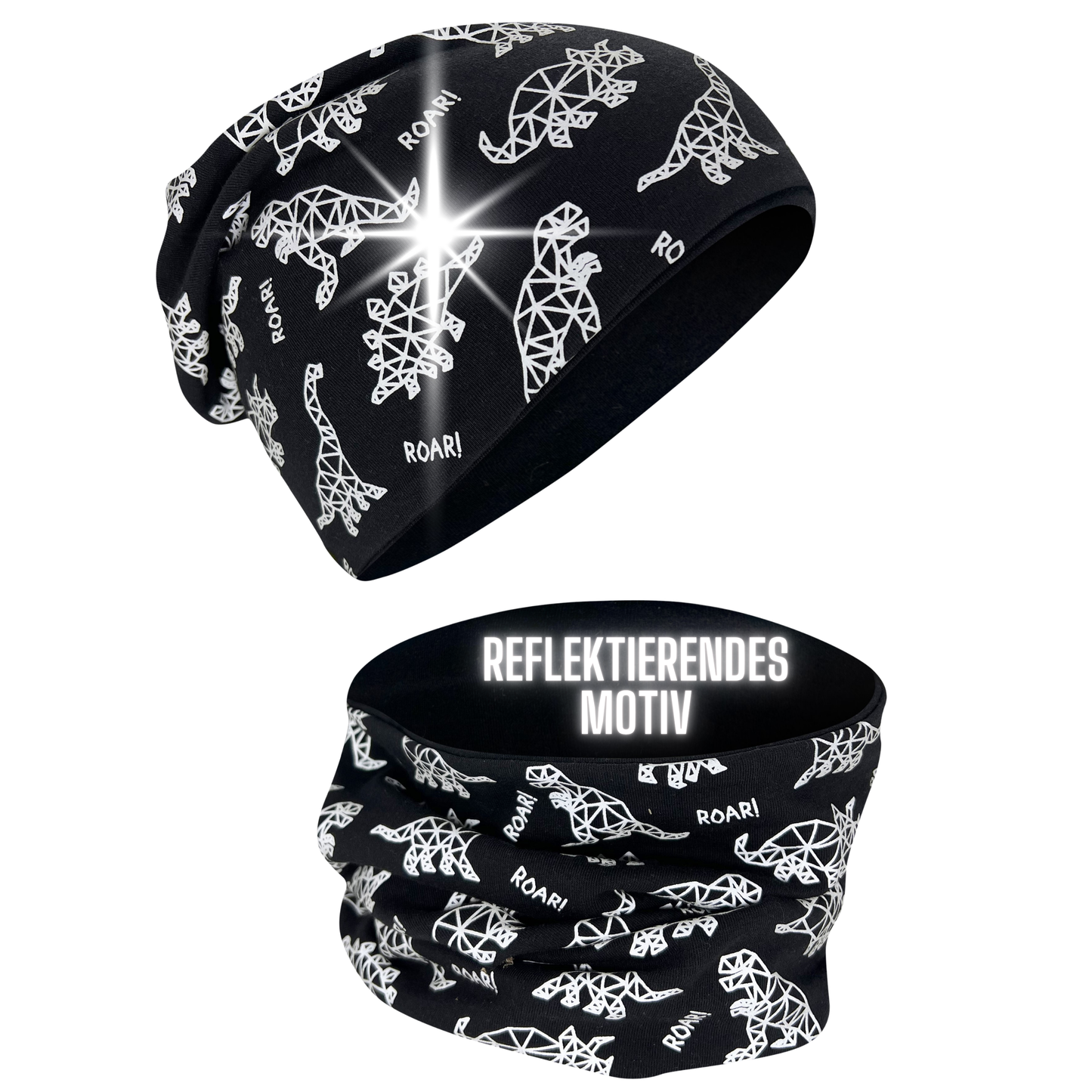 Kinder Reflektor Mütze & Loop Dinosaurier