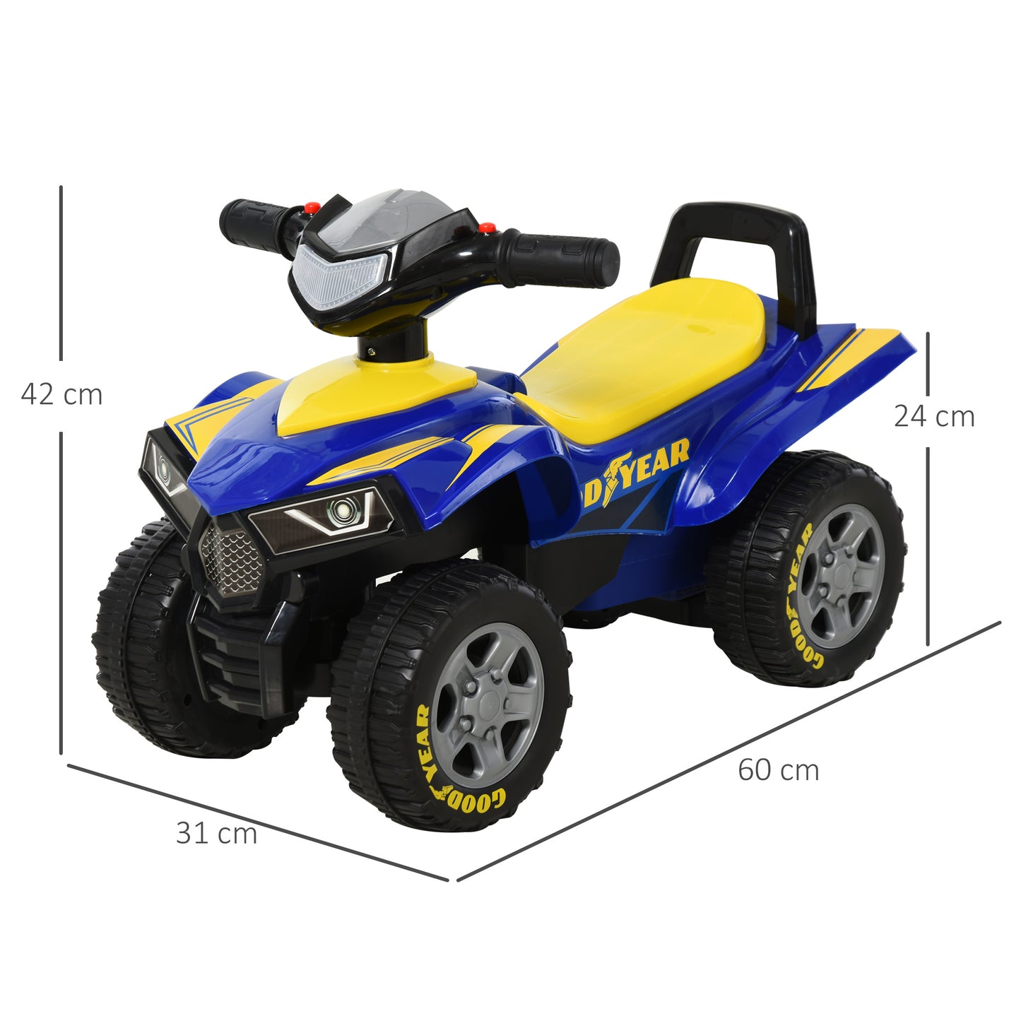 Kids Quad Bike Walker with Engaging Sound Effects, Sturdy PP Construction, Vibrant in Yellow & Blue | HOMCOM