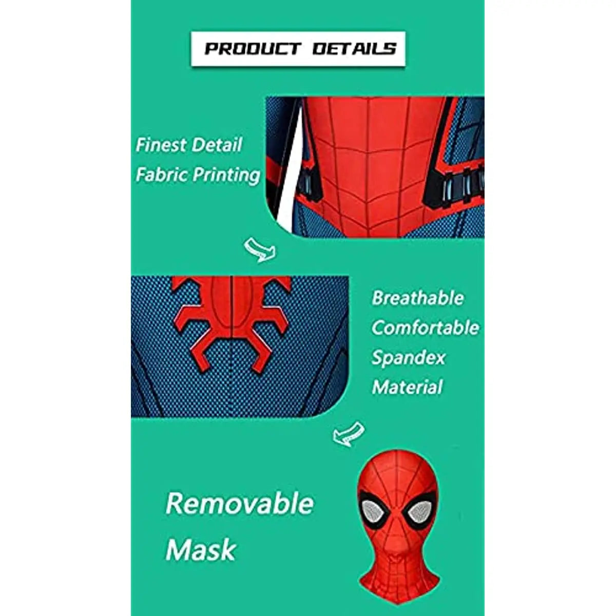 Spiderman disguise costume sizes from 4 to 12 years