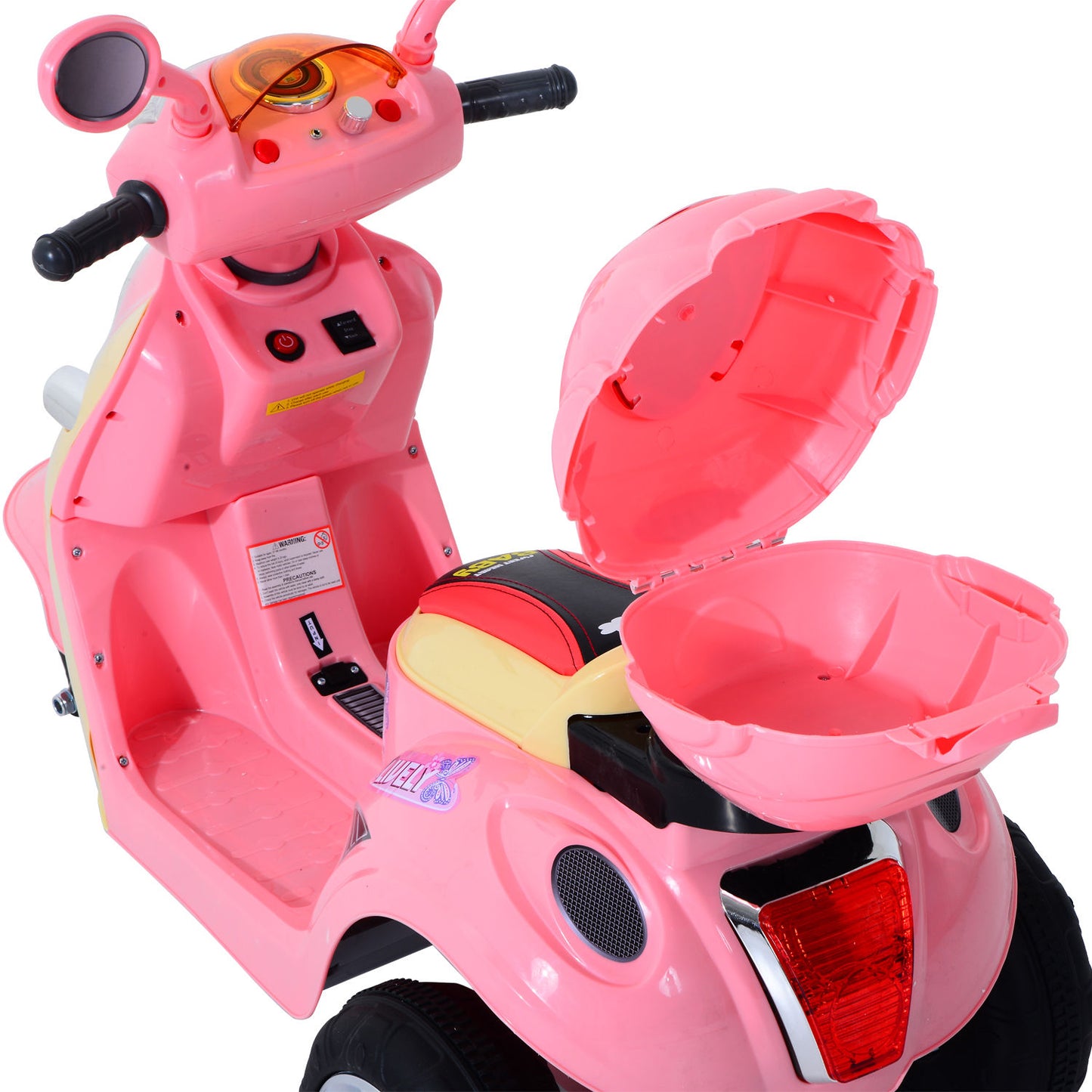 HOMCOM Toy Motorbike Plastic Music Playing Electric Ride-On Motorbike w/ Lights Pink