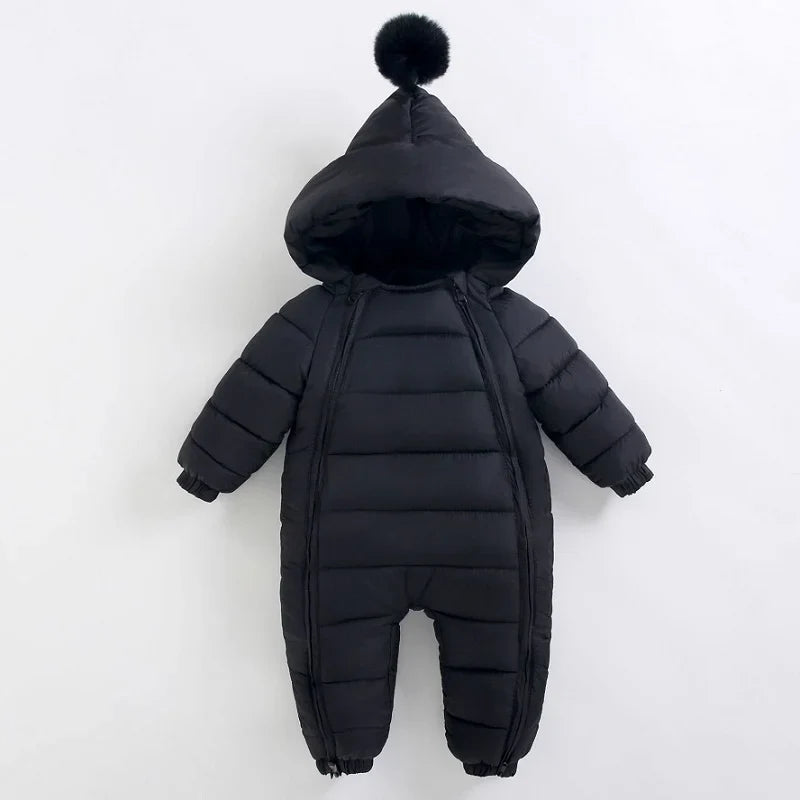 Winter onesie with thick hood for newborns