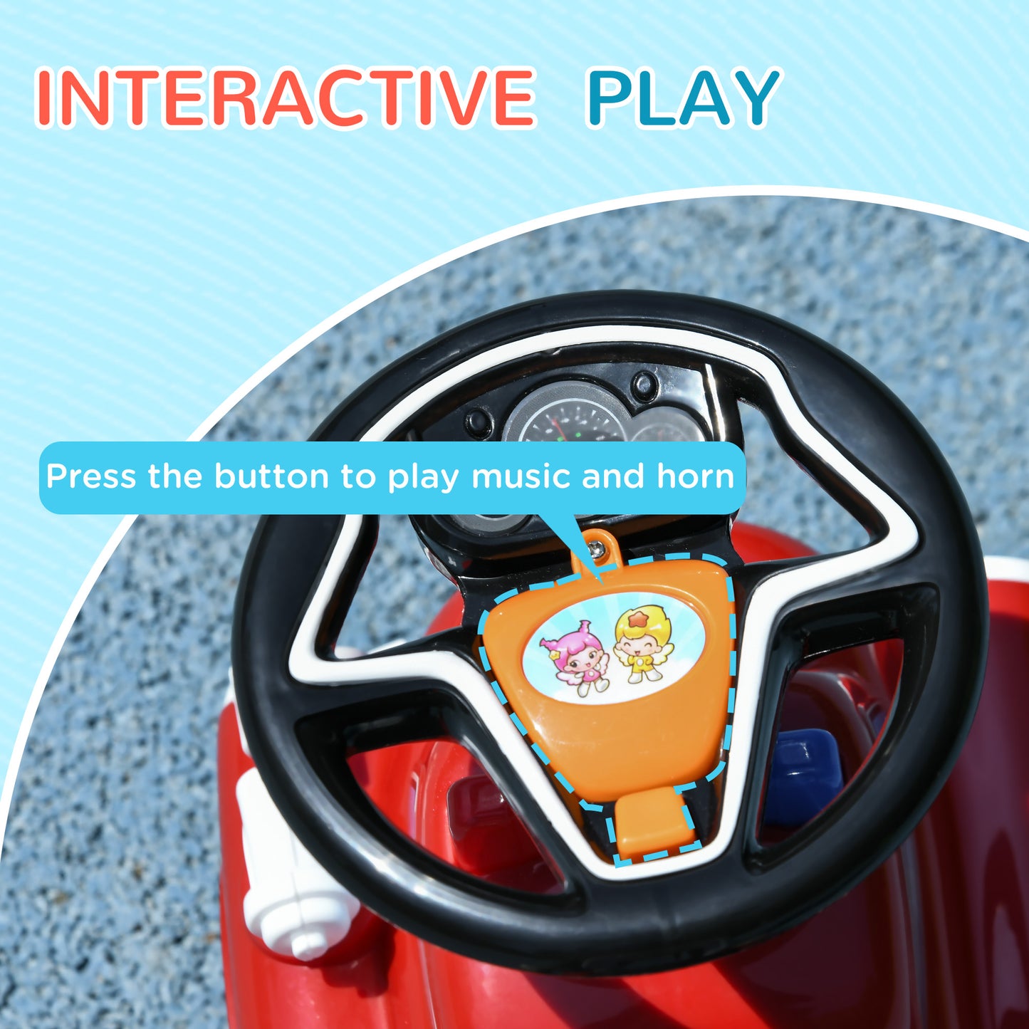 Kids Ride On Fire Truck Foot to Floor Design with Under Seat Storage for 1.5-3 Years in Red by AIYAPLAY