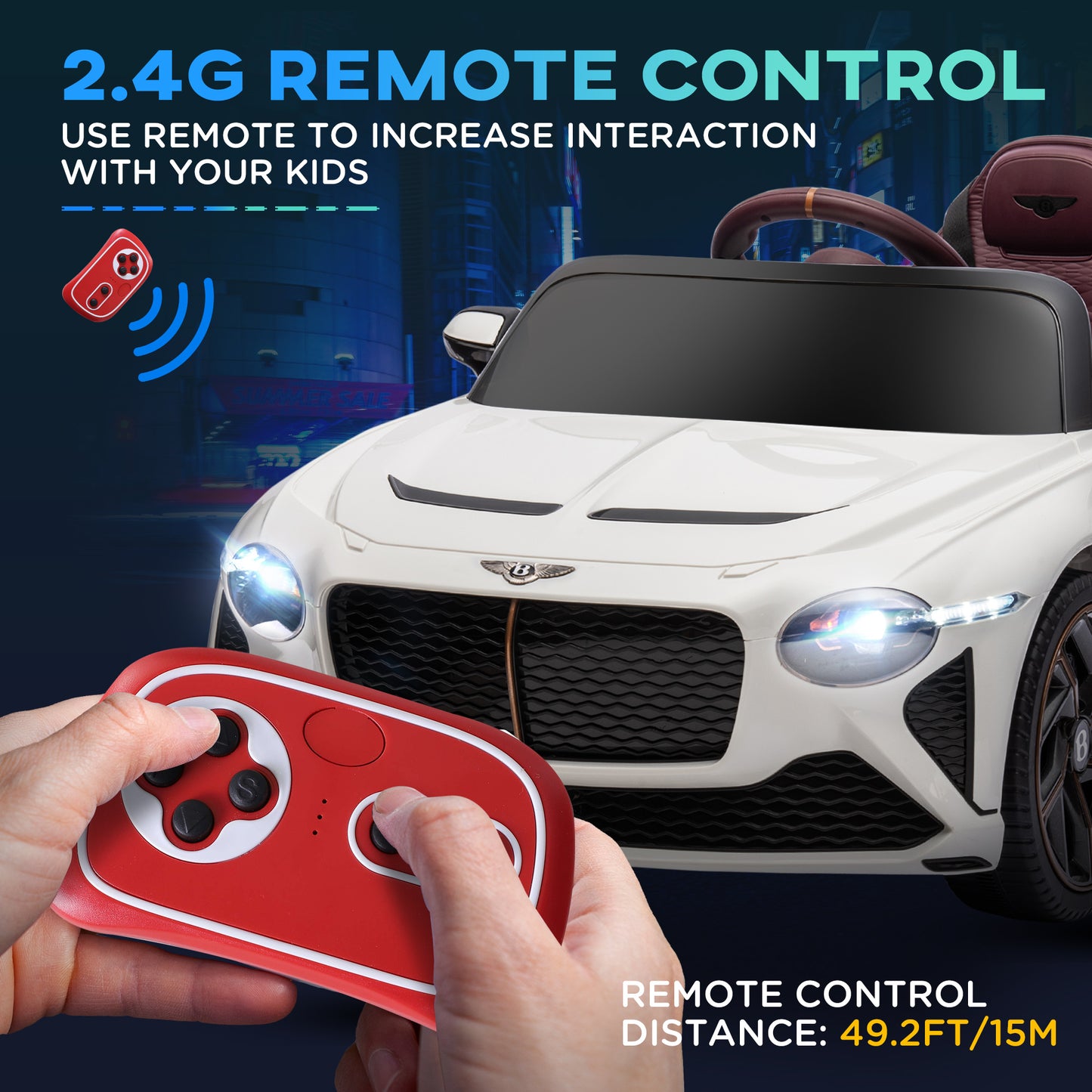 Bentley Bacalar Licensed 12V Kids Electric Ride on Car with Remote Control, Powered Electric Car w/ Portable Battery Aged 3-5 | HOMCOM