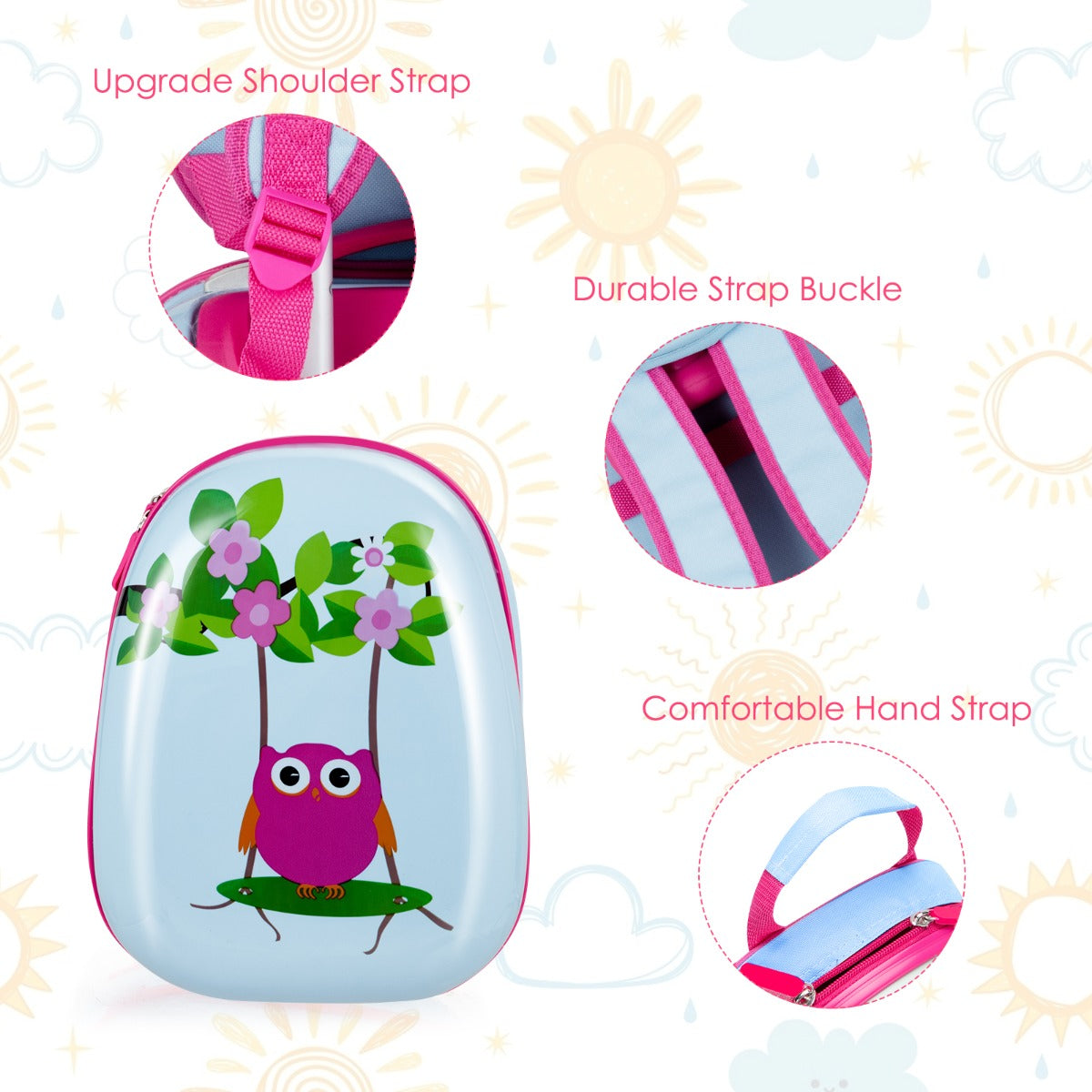 NNECW 2 Pieces Kids Luggage Set with 4 Casters & Retractable Handle