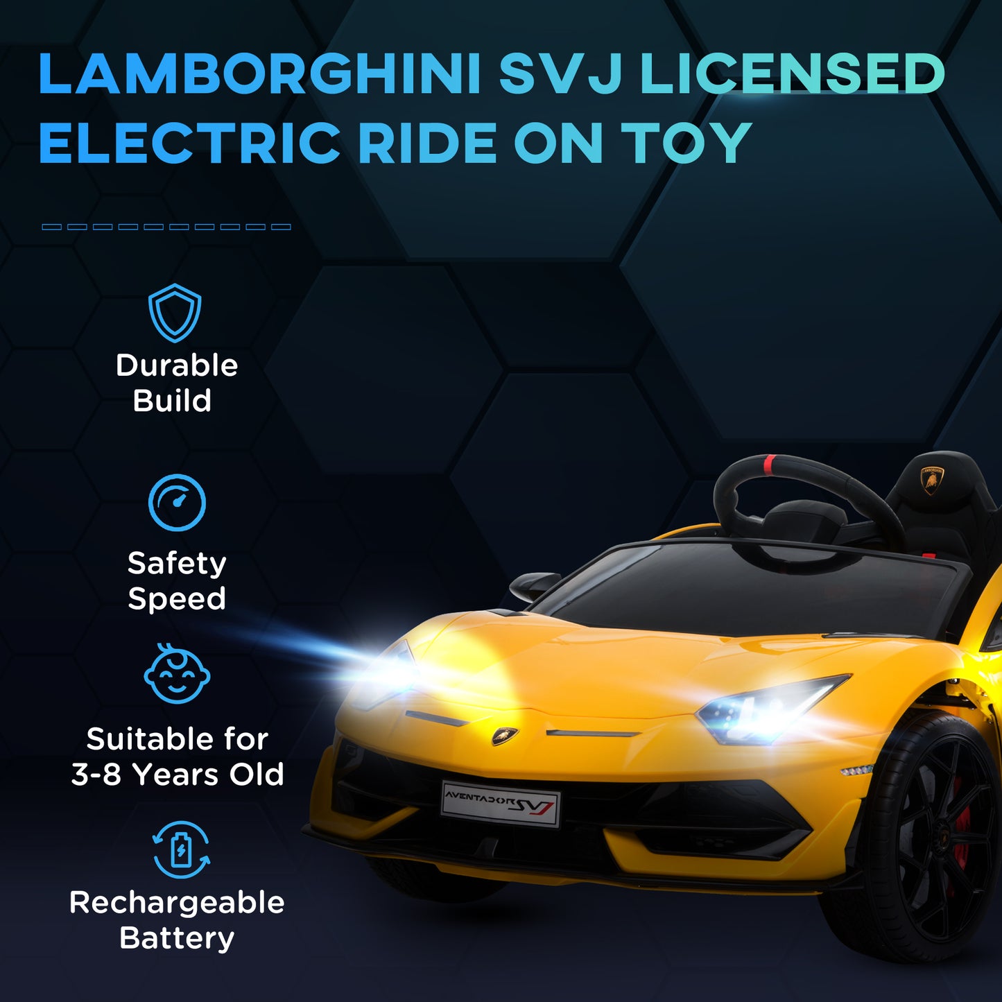 Kids Electric Ride On Car Compatible 12V Battery-powered Lamborghini Aventador Sports Racing Car Toy w/ Parental Remote Control | HOMCOM