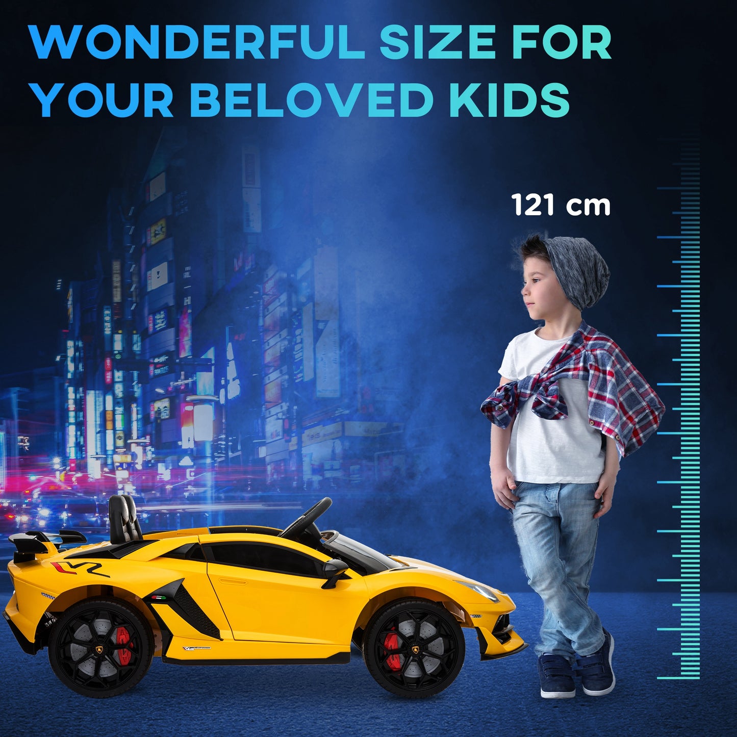 Kids Electric Ride On Car Compatible 12V Battery-powered Lamborghini Aventador Sports Racing Car Toy w/ Parental Remote Control | HOMCOM