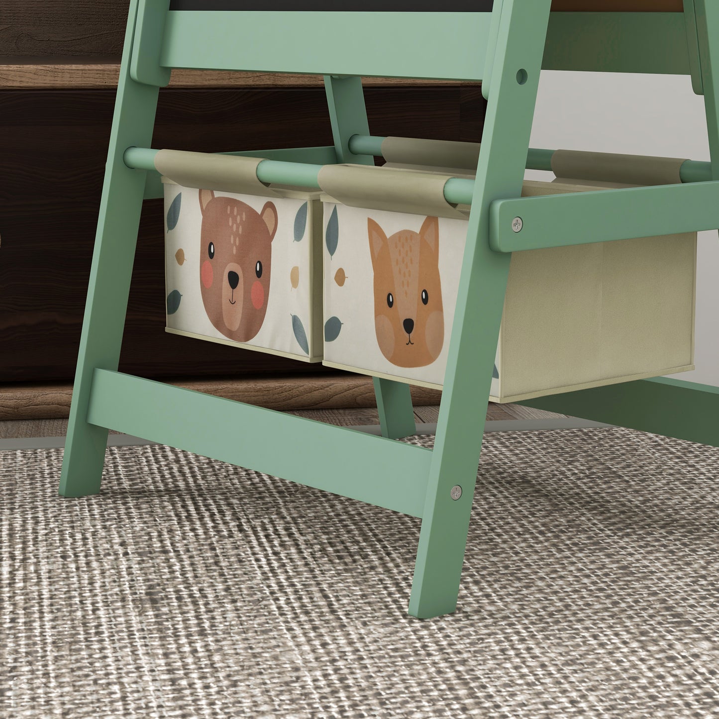 Three-In-One Kids Easel with Paper Roll, Art Easel, with Storage - Green | AIYAPLAY