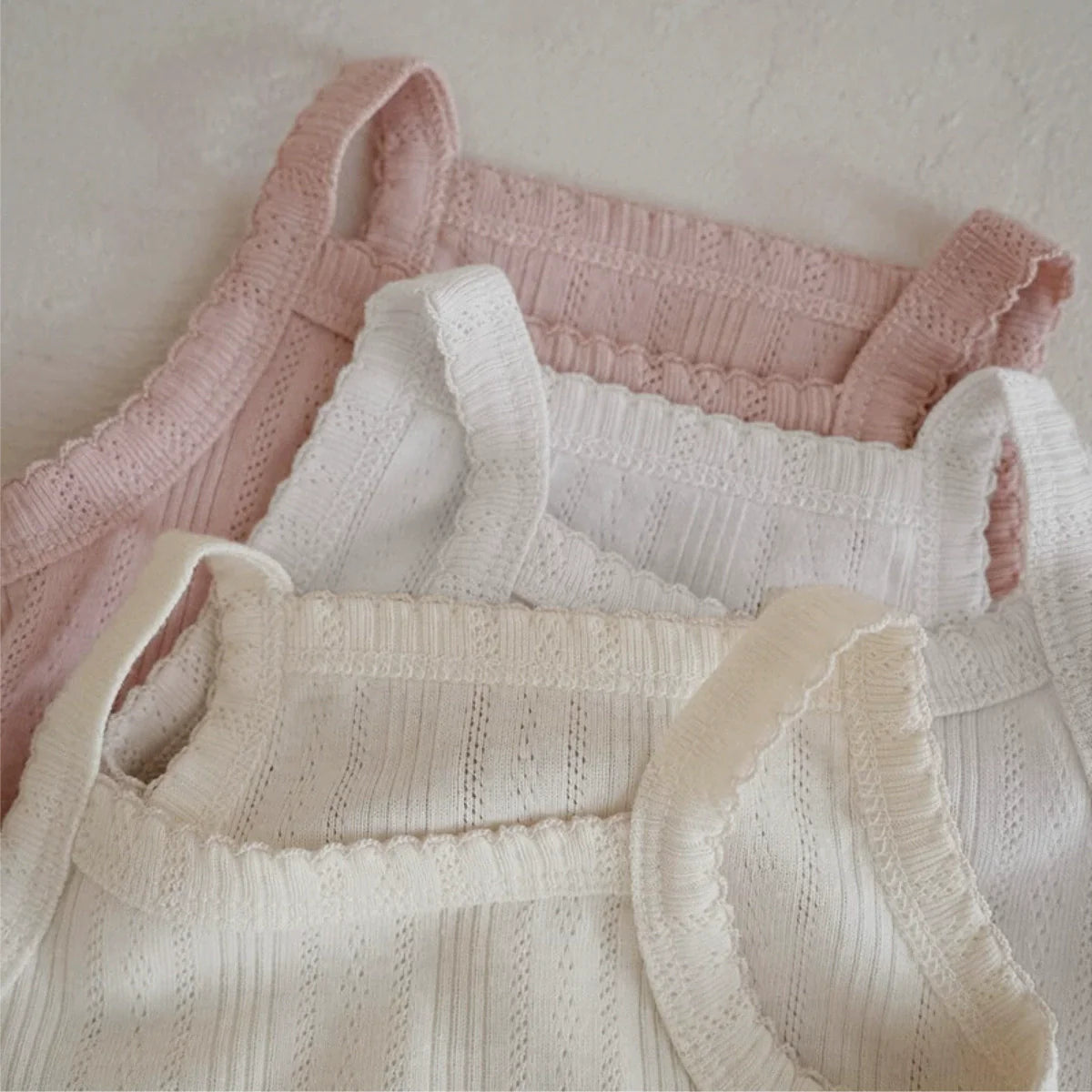 Summer Arrival Baby Unisex Simple Sleeveless Solid Color Striped Onesies