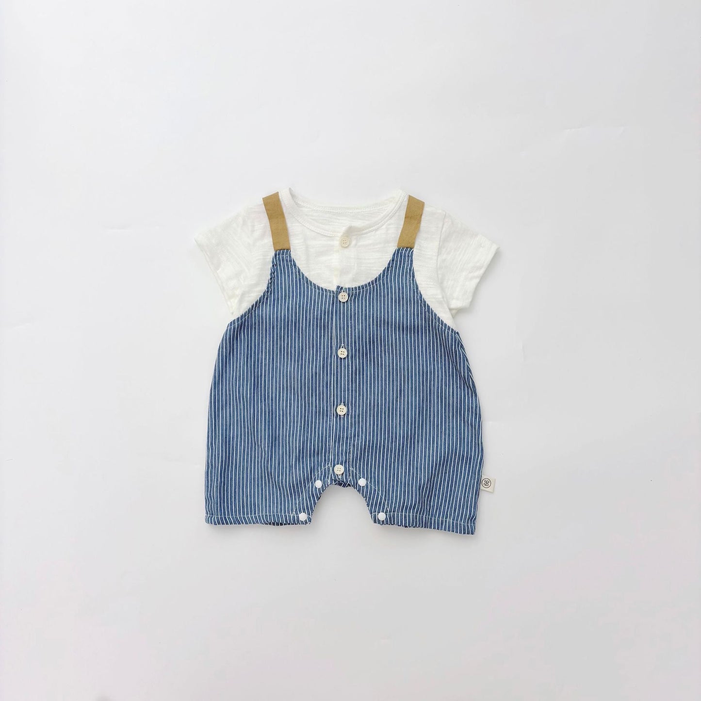 Summer Arrival Baby Boys Short Sleeves Cute Striped Overalls Pattern Rompers