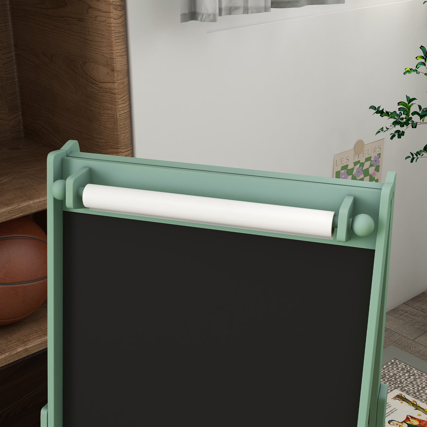Three-In-One Kids Easel with Paper Roll, Art Easel, with Storage - Green | AIYAPLAY