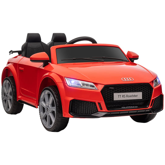 Compatible for 12V Rechargeable Battery Ride On Car w/ Remote Forward Reverse Lights Horn MP3 Player Red w/ Seat Belt Audi TT RS | HOMCOM