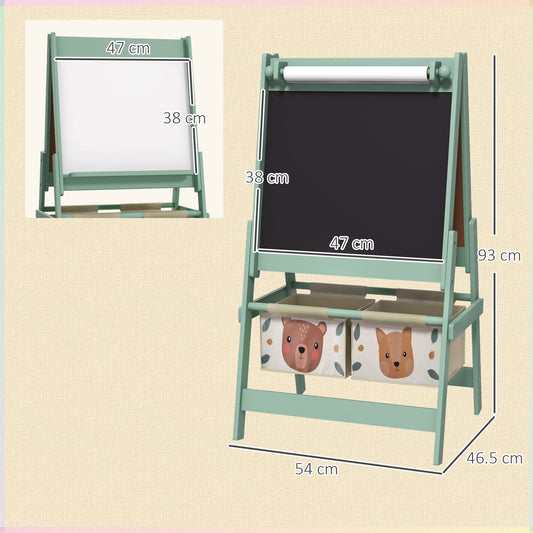 Three-In-One Kids Easel with Paper Roll, Art Easel, with Storage - Green | AIYAPLAY