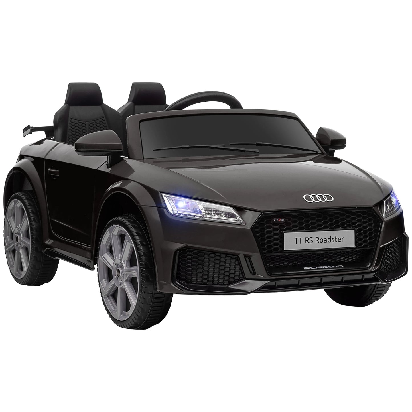 Compatible for 12V Rechargeable Battery Ride On Car w/ Remote Forward Reverse Lights Horn MP3 Player Black w/ Seat Belt Audi TT RS | HOMCOM